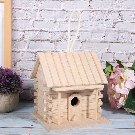 Nichoir suspendu en bois, maisonnette pour oiseaux, accessoires pour perroquets, artisanat (1/5)