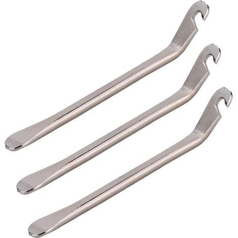 Levier de réparation de pneus de vélo, levier de démontage de pneus de vélo en métal, outil de réparation de pneus de vélo, levier de changement de pneu, cuillère en fer robuste (argenté) (1/5)