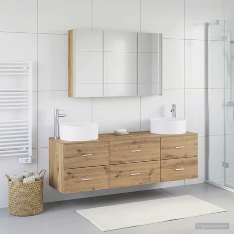 vidaXL Set di mobili per il bagno 4 pz Rovere Artigianale (1/5)