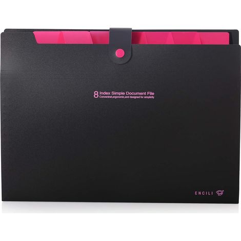 Classeur Accordéon - 8 Pochettes Extensibles - Pour Documents A4 et Lettres - Matériau Polypropylène Résistant - Rouge - 1 Pièce (1/5)