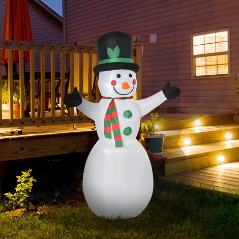 Adorno navideño de muñeco de nieve, incluye soplador, luces LED de colores, autoinflable, 1 m, multicolor. (1/5)
