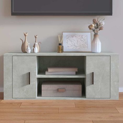vidaXL Mueble para TV contrachapada gris hormigón 100x35x40 cm (1/5)