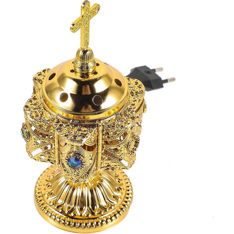 Brûleur d'encens en métal, brûleur d'arômes compact, doré, pour chambre à coucher, 18 x 8,5 x 8,5 cm, objet décoratif (1 pièce) (1/5)
