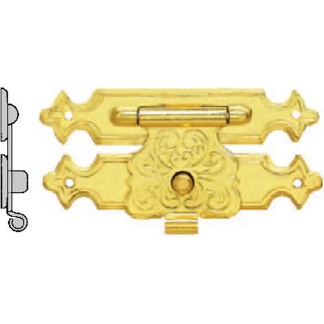 Itar – Fermoir de coffret festonné – Laiton – Largeur 32 mm – Hauteur 20 mm – Gâche 7 mm pour crémone