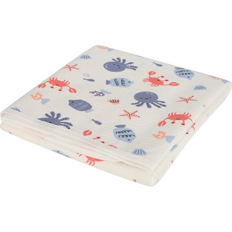 Alèze de table à langer 80x100 cm imperméable et lavable - Housse coton respirant avec motif marin (1/5)