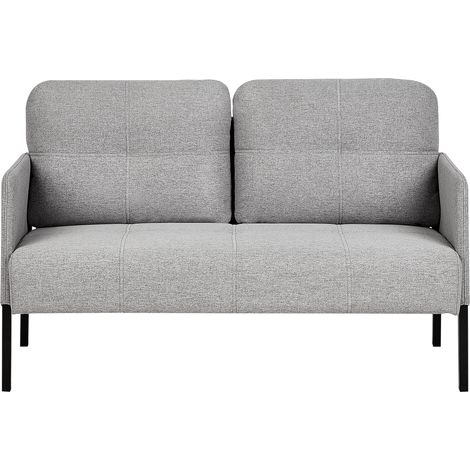 Sofá 2 plazas retro respaldo cojines acolchado patas de metal tela gris Lahti