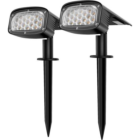 Spot Solaire Extérieur, Projecteur Solaire 2-en-1 Installation 3 Modes pour Chemin Patio Allée , 2 PACK 34 LEDs Lampe Solaire Extérieure Jardin Etanche,