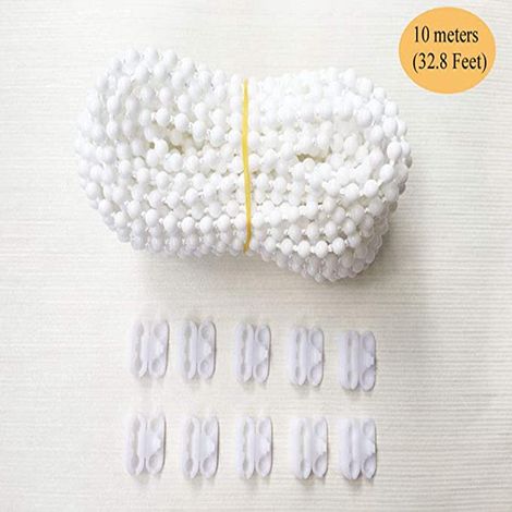 Fourniture d'un ensemble de 10 mètres de rideau à perles en maille avec 10 perles et boutons pour stores verticaux, stores vénitiens, stores enrouleurs et accessoires de rideaux