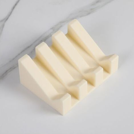 Porte Savon Porte Savon Silicone Moderne Anti Rouille Surface Inclinée avec Évacuation d'eau pour Mieux Conserver Le Savon Boite à Savons Originale pour Salle de Bain ou Cuisine(beige) (1/5)