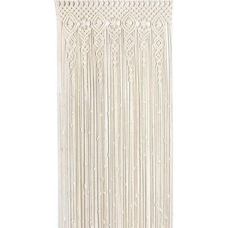 FENOPLASTICATapisserie murale en coton tissé à la main, style bohème macramé, rideau décoratif moderne et chic, idéal pour un mariage ou une décoration intérieure - Beige 100 x 200 cm (1/5)