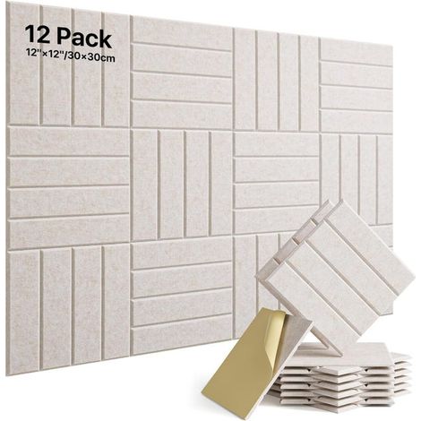 Self-adhesive sound insulation panels - 12-piece pack (30x30 cm) - Suitable for walls, ceilings, and office use - Sound-absorbing foam for noise reduction and sound insulation. (1/5)