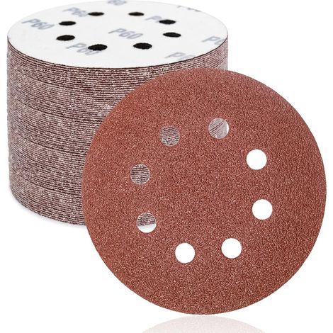 50 Sanding Discs, 125 mm, 8 Holes, 60 Grit, Random Orbital Sander, Metal & Wood (1/5)