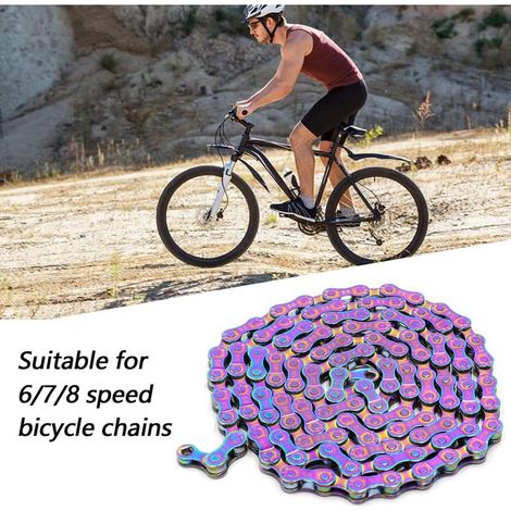 8-Gang-Fahrradkette, 6/7/8-fach, farbige Fahrradkette aus verzinktem Kohlenstoffstahl, 116 Glieder, rostbeständig, kompatibel mit Rennrädern und Mountainbikes (1/2)