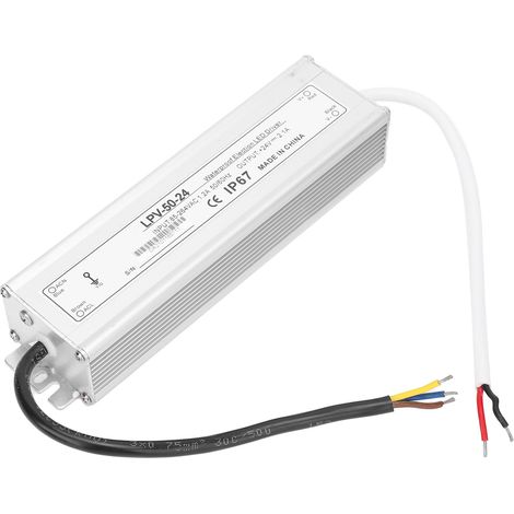 Bloc d'alimentation étanche 50W 24V DC pour projecteurs LED extérieurs en aluminium