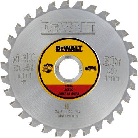 Hoja para sierra circular sin cable, 140 x 20 mm, 30D, para Acero DeWalt DT1923-QZ (1/4)