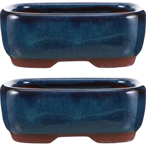 Lot de 2 pots à fleurs en céramique pour bonsaï et autres petits pots - Fournitures pour la maison (1/5)