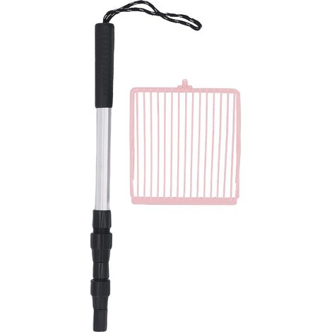 Pelle à litière pour poules en métal, 3 sections, longue, antiadhésive, à main, rose (1/5)