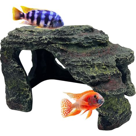 Rock Cave Terrarium Hide Vivarium Decor Basking Platform Aquarium Fish Tank Hideaway Slate Rock Tortoise Fish Tank Lizzard Gecko