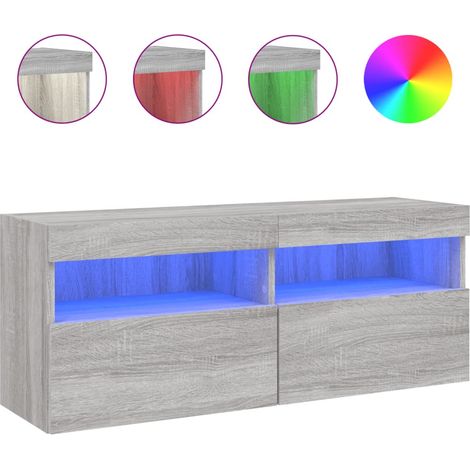Maison Exclusive - TV-Wandschrank mit LED-Leuchten Grau Sonoma 10