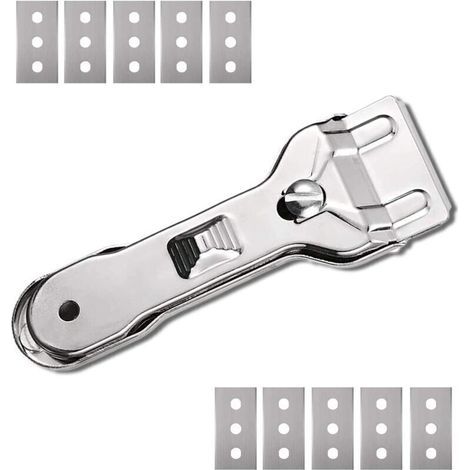 Grattoir en Céramique Double Tranchant avec Lame de Rechange pour Nettoyer Poêles, Vitres et Surfaces Céramiques (1/5)