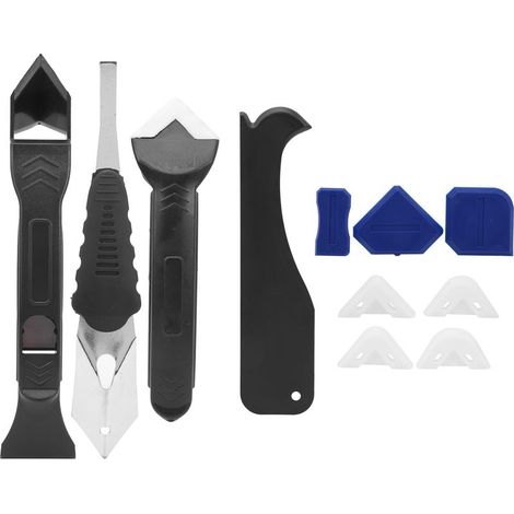 11 spatules à mastic, outil de finition pour calfeutrage plastique, embout de nettoyage, spatules pour étaler le produit (1/5)