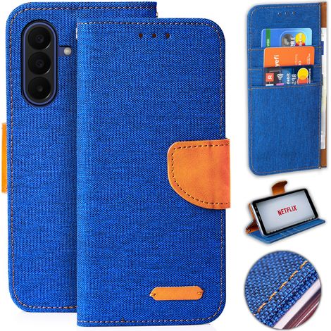 Funda para Motorola Moto G86 de lona con cartera magnética + cristal 9H (1/5)