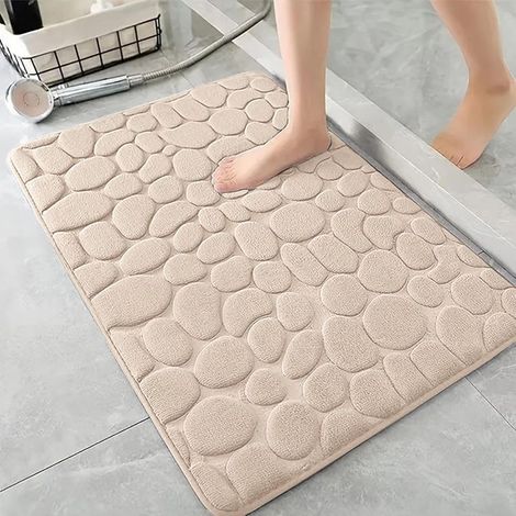 40x60cm Tapis de Bain en Mousse à Mémoire de Forme, Tapis de Bain Absorbant, Lavable en Machine (Camel) (1/5)