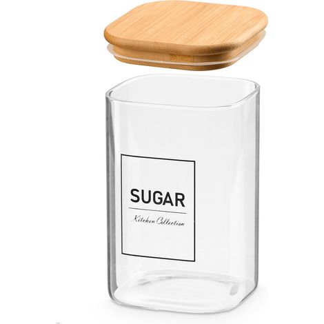 Zuckerdose aus Glas mit Bambusdeckel, 1,2 l (1/4)