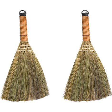 2Pcs Indoor Grass Broom Thai Broom Broomstick Sweeping Cleaning Tool Asian Asian Handmade Craft Broom for Home Kitchen Bedroom (1/5)