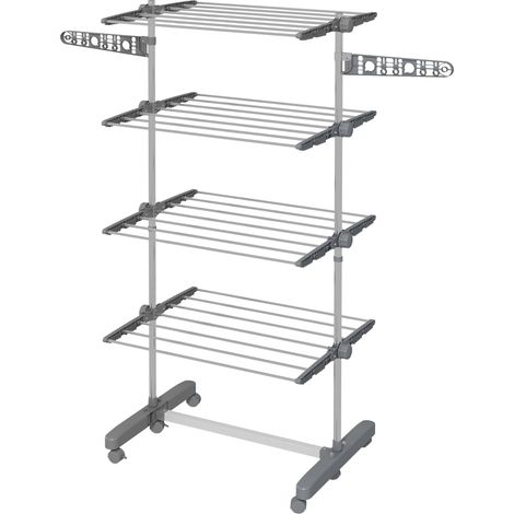 Séchoir à Linge Étendoir Pliable 4 Niveaux 142 x 55 x 172 cm Gris (1/5)