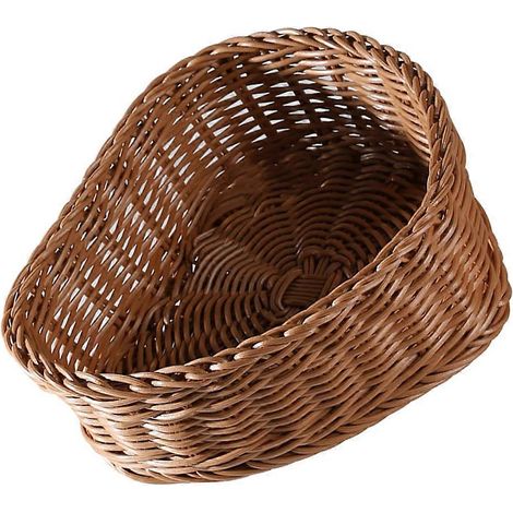 1PC Panier tressé en rotin imitation en forme de cœur, assiette de rangement pour fruits et bonbons (L marron) (1/5)
