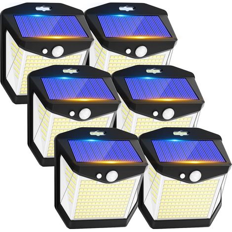 Luces solares para exteriores con sensor de movimiento - Paquete de 6, 248 LED, impermeables, inalámbricas, para jardín, patio y garaje [Clase energética A+++]