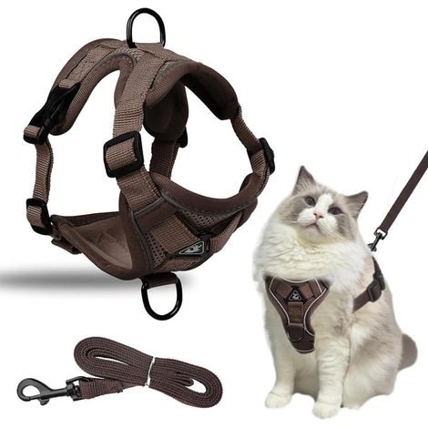 Arnés para gatos con correa, antiescape, ajustable con franjas reflectantes - para gatos, gatitos y cachorros (M) - seguridad y comodidad en un solo producto. (1/5)