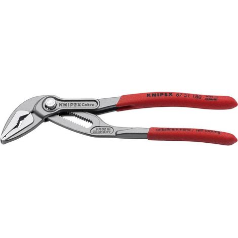 KNIPEX 87 51 180 Cobra® ES Pinza regolabile per tubi e dadi extra-affusolata Rivestita in plastica antiscivolo bonderizzata grigia 180 mm
