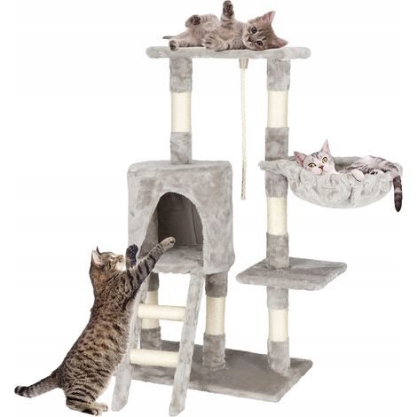 KRATZBAUM HÜTTE für KATZE HAUS Liegeplatz STANGE Spielzeug SISAL TURM 5 Ebenen (1/5)