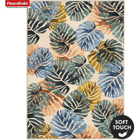 Wohnteppich Amazonia Moderner Teppich mit Blätterdesign 200 x 290 cm