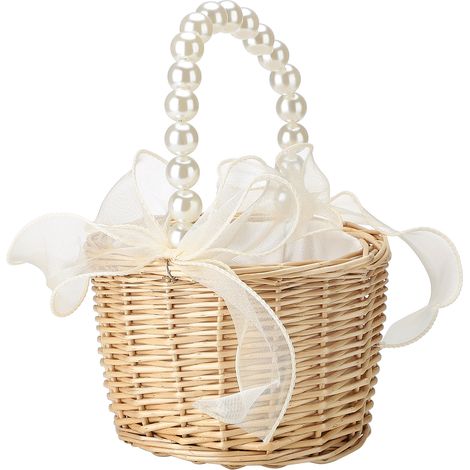 Coffrets cadeaux de mariage frais et élégants, paniers à main en perles, coffrets cadeaux créatifs, petits cadeaux en filet. (1/5)