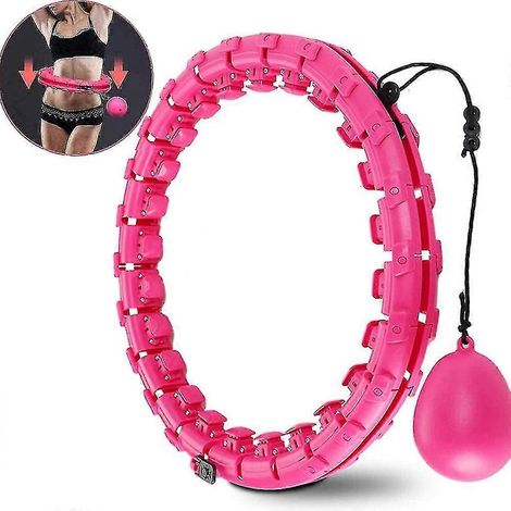 Cerceau de hula hoop ajustable de 132 cm (52 pouces), idéal pour le fitness aérobique en intérieur. Convient aux hommes et aux femmes. Exercices pour les jambes, la taille et les hanches. Rose. (1/5)