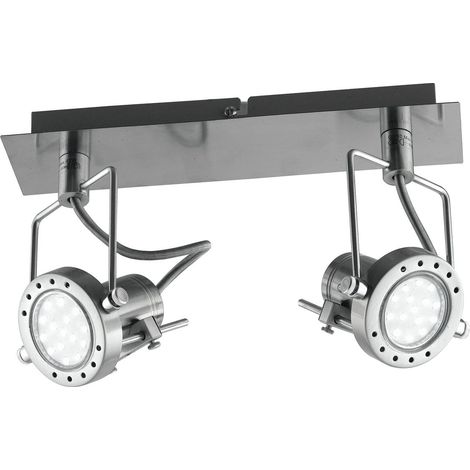 "Spot TECHNO orientabile in metallo nichel con due lampadine incluse" (1/2)