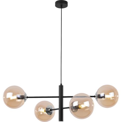 VICENZA HÄNGELAMPE SCHWARZ CHROM 4 FLACHE HONIGLAMPE E14 (1/5)