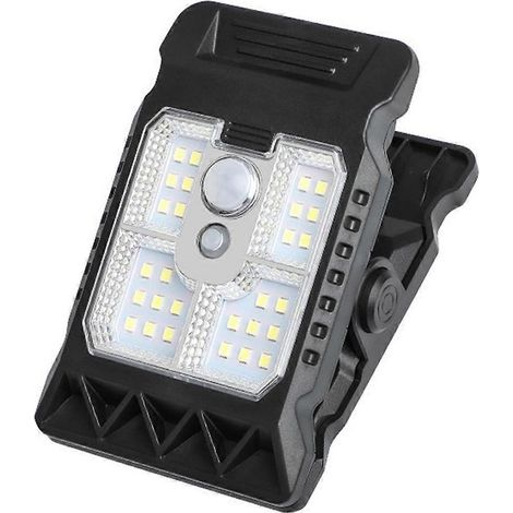 Lampe solaire extérieure à détecteur de mouvement avec pince pour clôture, terrasse, mur, garage ou patio (LED) (1/5)