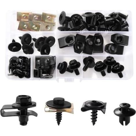 54 Pièces Kit de Clip à Vis et Écrou, Vis de Carrosserie pour Ailes de Voitures, Garde-Boue Boulons de Agrafes Carrosserie, pour Pare-Chocs et Garniture de Porte (1/5)