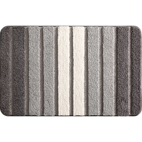 Tapis de salle de bain antidérapant 40 x 60 cm, extra doux, lavable en machine, absorbant, gris