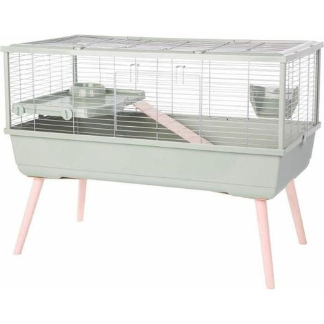 Cage grillagée surélevée pour cochon d'inde – Dimensions 99 x 54 x 79 cm – Couleur verte – Espace entre barreaux 2.5 cm – Zolux