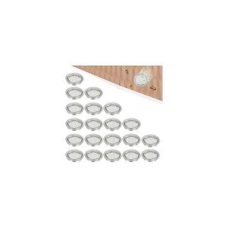 20 Pièces Grille de Ventilation Ronde 60 mm Argent – Cache de Ventilation Acier Inoxydable – Diamètre Intérieur 50 mm – Pour Armoires de Rangement, Armoires à Chaussures (1/5)