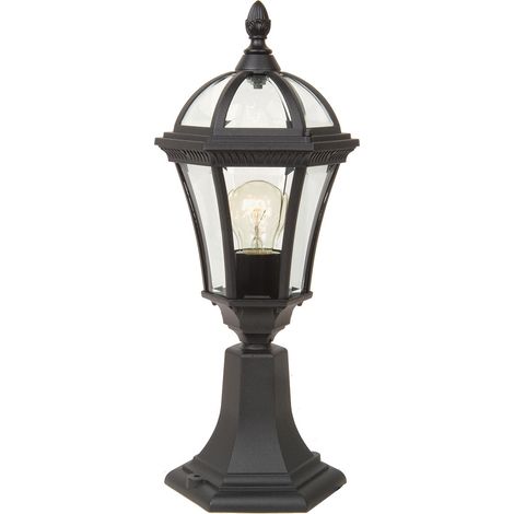 Elsteadbury - Lanterne sur piédestal d'extérieur à 1 lumière noire IP44, E27 (1/3)