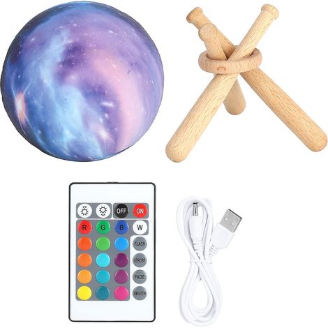 Lampe de chevet LED 3D Lune 3D 16 couleurs 3,9 pouces avec télécommande tactile RGBW, idéale pour la maison (1/4)