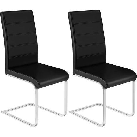 WOLTU 2X Sillas de Comedor Silla Ergonómica para Oficina y Casa Silla en Forma de C con Respaldo Alto Silla de Cocina Moderna y Chic Piel Sintética Negro