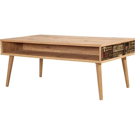 Table basse en bois clair originale avec niche Kiza 765 (1/3)