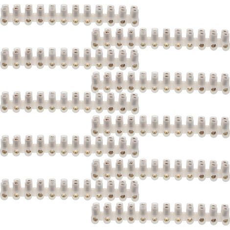 20 Pièces Bornier à 12 Positions Blanc à Double Rangée eur à Bornes à Vis en Plastique et Métal pour Protection Garçon et Filles et Câblage Sécurisé à Domicile et Bureau (1/5)